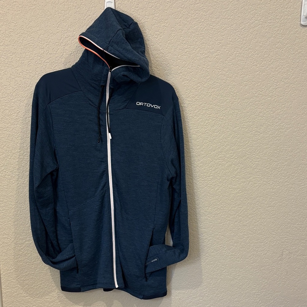 Ortovox Navy Swisswool Full Zip Blue Hoodie - Men’s Medium - Like New